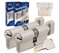 GERCAR Pro Igualmente Cerrados 2 Cilindros de Pomo 40/40 Juego de 2 Cerraduras de Cilindro con Pomo incl. 10 Llaves - 80 mm Cerradura de Puerta Cerradura de Cilindro Cilindros de 2 - Longitud: 80mm, A