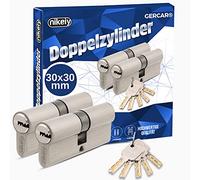 GERCAR Pro Juego de 2 cilindros para perfil, cierre uniforme, 60 mm, cilindro doble 30/30, latón mate macizo, incluye 10 llaves reversibles, longitud: 60 mm, A: 30 B: 30-2 x