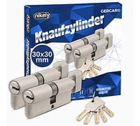 GERCAR - Pro - Lote de 2 cilindros con pomo 60 mm - 2 cilindros de cerradura/bombín para puerta de entrada/interior con pomo 30/30 mm - En latón Con 10 llaves - Longitud: 60 mm, A: 30 B: 30