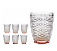 Gerimport Set 6 vasos de cristal Puntos Agua, 300 ml, ámbar, cristal resistente