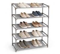 Gerimport Zapatero de 5 Niveles, Estantería para Zapatos y Zapatillas, Organizador de Calzado de Tela y Metal, Estante Zapatero Multiusos para Entrada, Dormitorio y Vestidor, 60 x 28 x 88 cm