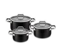Gerlach - Juego de cazuelas Prime, Acero Inoxidable, Negro, 24 cm, 6 Unidades de Medida