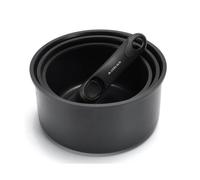 Gerlach Juego de ollas de cerámica inteligente, juego de ollas con revestimiento cerámico, mango desmontable, inducción eléctrica, estufas de cerámica de gas 16 cm 18 cm 20 cm negro