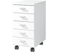 Germania 4099-84 - Cajonera con Ruedas con 5 cajones, en Color Blanco, 28 x 57 x 40 cm (Anchura x Altura x Profundidad)