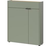 Germania Armario Zapatero 1319-629 GW-Ameca, en Verde Pardo/Roble navarra, con amortiguación en Las Puertas, 83 x 99 x 22 cm (Ancho x Alto x Profundidad)
