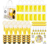 Gerrii 160 piezas de recuerdos de fiesta de sóftbol incluidos, 12 bolsas de regalo transparentes de sóftbol, 12 ventiladores portátiles, 12 gafas de sol deportivas, 12 pulseras de silicona y llavero