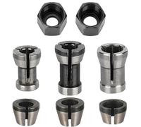 GERUI Juego de 8 portabrocas de acero de alta precisión para máquinas de carpintería y grabado, 6 adaptadores de abrazadera (6 mm, 6,35 mm, 8 mm) + 2 tuercas para máquina de grabado