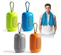 Geruicee Toalla Refrescante de Microfibra 4 Piezas,Secado Rápido por Evaporación,con Estuche de Silicona y Gancho,para Deporte,Fitness,Yoga y Senderismo,30x90 cm
