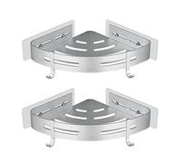 GERUIKE Estanteria Ducha Estante Baño sin Taladro Adhesivo Estantería Esquina Pared Organizador Baño Rinconera Ducha de Aluminio Plata 2 Piezas Cesta Ducha Soporte para Champú y Gel