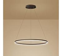 GESMOS Anillo único LED Luz Colgante Nórdico Moderno Círculo Lámpara de Araña Ajustable Lámparas Colgantes Para Sala De Estar Isla De Cocina Mesa De Comedor(60CM 38W,Brown, Warm White)