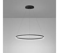 GESMOS Anillo único LED Luz Colgante Nórdico Moderno Círculo Lámpara de Araña Ajustable Lámparas Colgantes Para Sala De Estar Isla De Cocina Mesa De Comedor(40CM 25W,Black, Warm White)