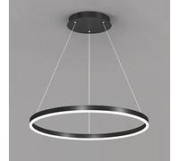 GESMOS Anillo único LED Luz Colgante Nórdico Moderno Círculo Lámpara de Araña Ajustable Lámparas Colgantes Para Sala De Estar Isla De Cocina Mesa De Comedor(40CM 25W,Black, Natural White)