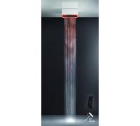 Gessi Afilo, sistema de ducha empotrada multifuncional 395x395 con rociador de lluvia redondo D355, con efecto de terapia de luz en color, 57603279