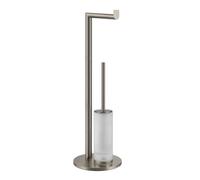 Gessi Emporio Soporte con portarrollos de papel y juego de escobilla de baño en vidrio satinado, 38935149, Color: Óptica Finox