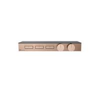 Gessi HI-FI, juego de montaje para termostato de alto rendimiento 3/4, accionamiento por botón, estante de vidrio de seguridad negro endurecido, montaje horizontal con 3 salidas separadas, 63024030, C