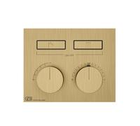Gessi HI-FI, termostato oculto con juego de montaje y accionamiento por botón, 2 salidas separadas, 63004727, Color: Latón cepillado PVD