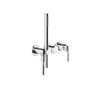 Gessi Ingranaggio conjunto monomando de ducha/bañera, rosetas redondas para cuerpo empotrado, 63545707, Color: Metal negro cepillado PVD