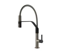 Gessi MESH Semiprofessionale Finox Brushed Nickel / Matte Black - 60005#599 Grifo monocomando Fregadero | Níquel Cepillado / Negro mate, Caño semiprofesional doble función, Altura caño 250 mm