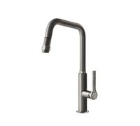 Gessi OFFICINE Due Getti Finox Brushed Nickel - 60053#149 Grifo monocomando Fregadero | Níquel cepillado Finox, Doble chorro conmutable, Chorro normal y nebulizado