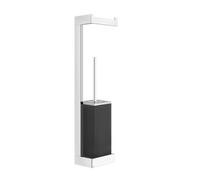 Gessi Rettangolo combinación de accesorios con portarrollos de papel y juego de escobilla de baño negro, montaje en pared, 20868706, Color: PVD negro metálico
