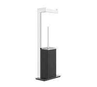 Gessi Rettangolo soporte de accesorios combinación de portarrollos de papel y juego de escobilla de baño, contenedor negro, 20934726, Color: Bronce cálido cepillado PVD