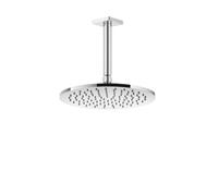Gessi Rilievo, ducha mural anticalcárea D250 mm con junta y tubo de techo 1/2 conexión, longitud personalizada, 59150706, Color: PVD negro metálico