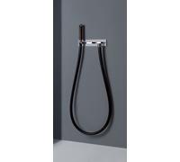 Gessi Water Tube Kneipp, juego listo para instalar para manguera Kneipp negra con cabezal de ducha de madera, con válvula de cierre de agua fría, soporte de ducha y codo de conexión a la pared, 329322