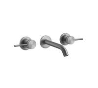 Gessi316 Trame set de montaje para mezclador de lavabo de pared de 2 mandos, caño fijo, sin juego de desagüe, 54392707, Color: Metal negro cepillado PVD