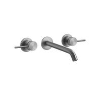 Gessi316 Trame set de montaje para mezclador de lavabo de pared de 2 mandos, caño fijo, sin juego de desagüe, 54394707, Color: Metal negro cepillado PVD