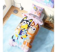 Get Trend Bluey Ropa de Cama Infantil 135x200 cm, Juego de Cama Reversible para Niños, Funda Nórdica y Funda de Almohada, Regalos Niñas y Regalos Niños (Multi Bluey, Individual)