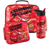 Get Trend Disney Cars Lightning McQueen Bolsa Almuerzo Niños Set 3 Piezas, Bolsa Isotermica 5 L, Botella 640 ml y Snack Box 2 L Compartimentos, Sin BPA, Escuela y Guardería (Red/Multi Cars)