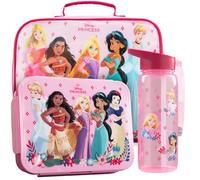 Get Trend Disney Princess Bolsa Térmica Infantil 3 Piezas, Lunch Bag 5 L, Botella 640 ml y Bento Box 2 L Compartimentos, Sin BPA, Set Merienda para Escuela y Colegio, Regalo Niña (Rosa/Multi Princess)