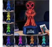 Get Trend Disney Spiderman LED Lampara Noche, Alimentado por USB y Batería Lamparas de Mesa y Cabecera con 16 Colores, 4 Modos con Brillo Ajustable (Multi Spidey)