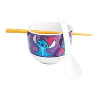 Get Trend Disney Stitch Bol Ramen 600ml con Palillos y Cuchara, Juego 3 Piezas Cuencos Ceramica Japonés para Sopa Fideos Noodles, Vajilla Hogar y Cocina (Multi Stitch)