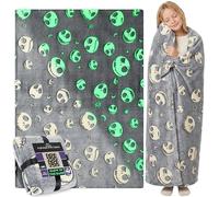 Get Trend Disney The Nightmare Before Christmas Manta Que Brilla en la Oscuridad 130x150cm para Niños y Adultos, Ideal para Cama o Sofá (Negro NBC)