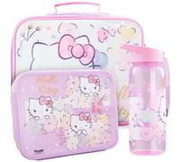 Get Trend Hello Kitty Bolsa de Almuerzo Isotérmica Niñas Set 3 Piezas, Bolsa Isotermica 5 L, Botella Infantil 640 ml y Bento Box 2 L con Compartimentos, Sin BPA, Escuela y Guardería (Rosa Hello Kitty)