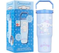 Get Trend Hello Kitty Cinnamoroll Vaso Termico con Asa y Pajita 850 ml, Termo Cafe Doble Pared, Acero Inoxidable Sin BPA para Llevar, Botella Agua Mantiene Frio 12h y Calor 5h (Azul Cinnamoroll)