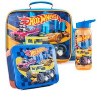 Get Trend Hot Wheels Bolsa Almuerzo Niños Set 3 Piezas, Bolsa Isotermica 5 L, Botella 640 ml y Snack Box 2 L Compartimentos, Sin BPA, Ligero y Resistente para Escuela (Multi Hot Wheels)