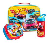 Get Trend Hot Wheels Bolsa Termica Porta Alimentos con Fiambrera y Botella Agua Niño, 3 Pack para Almuerzo, Bolsa Lunch Box para Colegio y Viajes, Regalos Niños (Multi Hot Wheels)