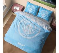 Get Trend Manchester City FC Funda Nórdica Cama Doble con Funda de Almohada, Diseño Reversible, Ropa de Cama Niños Adultos, 200 × 200 cm (Azul Manchester City, Double)