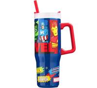 Get Trend Marvel Avengers Vaso Térmico 920 ml, Botella Acero Inoxidable, Vaso con Pajita y Asa, Mantiene Hielo 42H Frío 12H Calor 8H, Taza Cafe, BPA Free, Regalo Original (Multi Marvel)