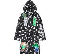 Get Trend Minecraft Bata de Casa Niño, Bata Polar con Capucha y Bolsillos, Ropa de Casa Invierno, Regalo Original Creeper (13-14 Ans, Negro Minecraft)