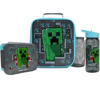 Get Trend Minecraft Bolsa Termica Infantil Set, 3 Piezas con Fiambrera Almuerzo, Botella Agua, Bolsa Merienda para Escuela, Picnic, Viajes (Multi Minecraft)