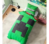 Get Trend Minecraft Ropa de Cama Infantil 135x200 cm, Juego de Cama Reversible para Niños y Adolescentes, Funda Nórdica con Creeper y Funda de Almohada, Gamer Regalos (Verde Minecraft, Individual)