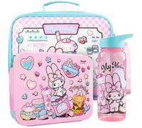 Get Trend My Melody Bolsa Almuerzo Isotérmica Niñas Set 3 Piezas, Bolsa Isotermica 5 L, Botella 640 ml y Bento Box 2 L, Sin BPA (Rosa/Turquesa My Melody)