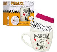 Get Trend Peanuts Snoopy Taza y Calcetines Mujer, Taza Ceramica 340 ml con Calcetines Divertidos, Set Regalo para Adolescentes y Mujeres (Rosa Snoopy)