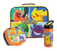 Get Trend Pokemon Bolsa Termica Porta Alimentos con Fiambrera y Botella Agua Niño, 3 Pack para Almuerzo, Bolsa Lunch Box para Colegio y Viajes, Regalos Niños (Multi Pokemon)