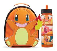Get Trend Pokemon Charmander Bolsa Térmica Infantil 2 Piezas, Diseño 3D Lunch Bag con Botella de Agua 500 ml, Libre de BPA, Ligero y Resistente para Colegio y Escuela (Multi Charmander)