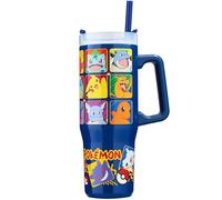 Get Trend Pokemon Vaso Térmico 920 ml, Botella Acero Inoxidable, Vaso con Pajita y Asa, Mantiene Hielo 42 H Frío 12 H Calor 8 H, Taza Cafe Viaje Antigoteo BPA Free, Regalo Original (Multi Pokemon)