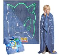 Get Trend Sonic The Hedgehog Manta Que Brilla en la Oscuridad 130x150cm para Niños y Adultos, Ideal para Cama o Sofá, Diseño Decorativo (Azul Sonic)